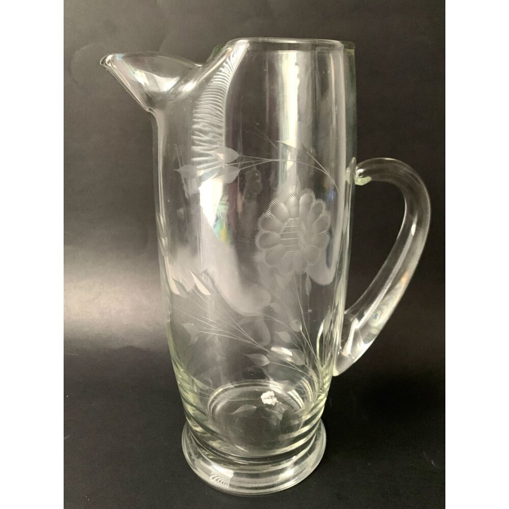 Vintage Etched Cornflower Hughes Pitcher Jug